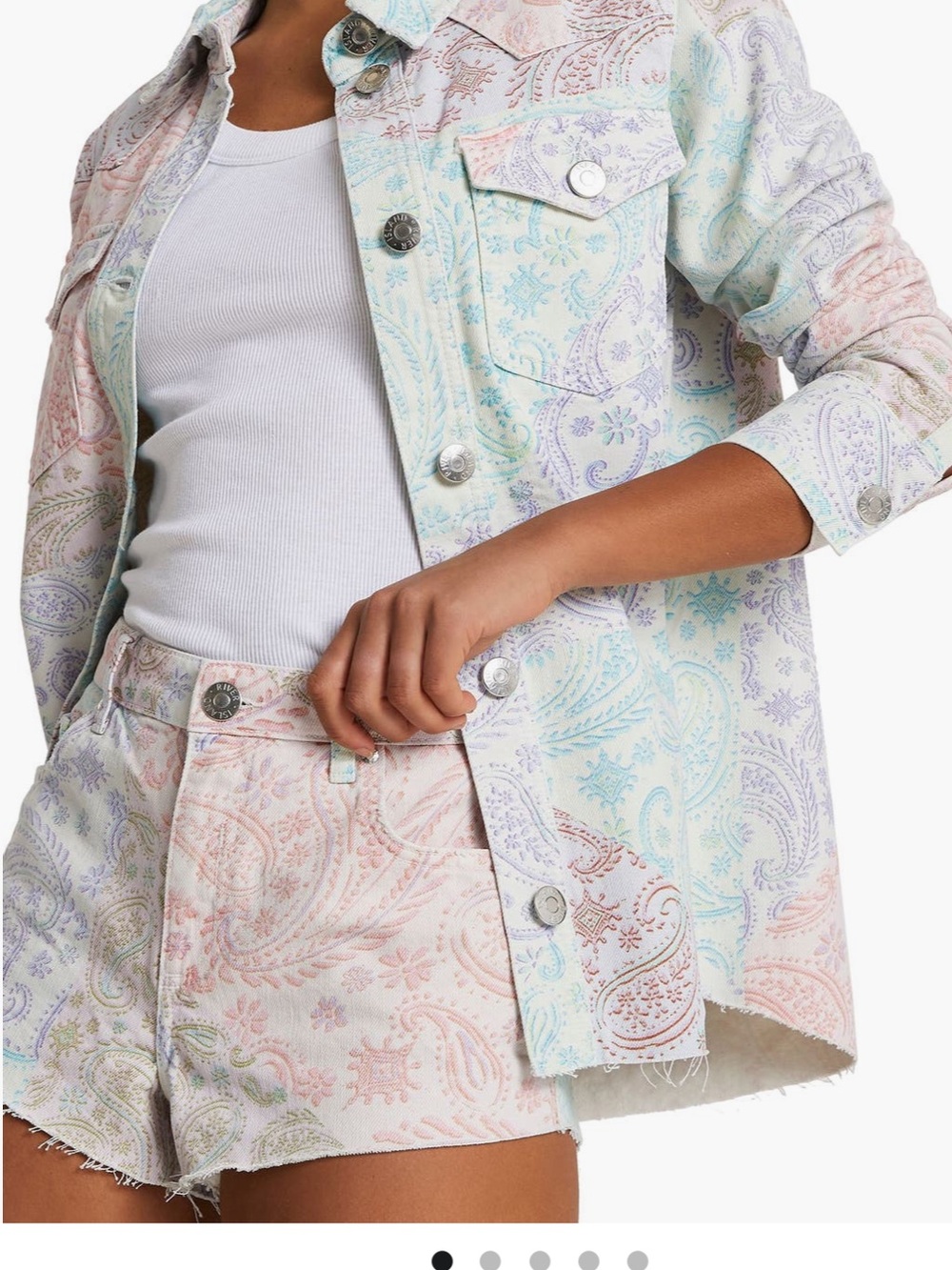 River Island Pastel Paisley Denim Jacket Set - Multi Pastels